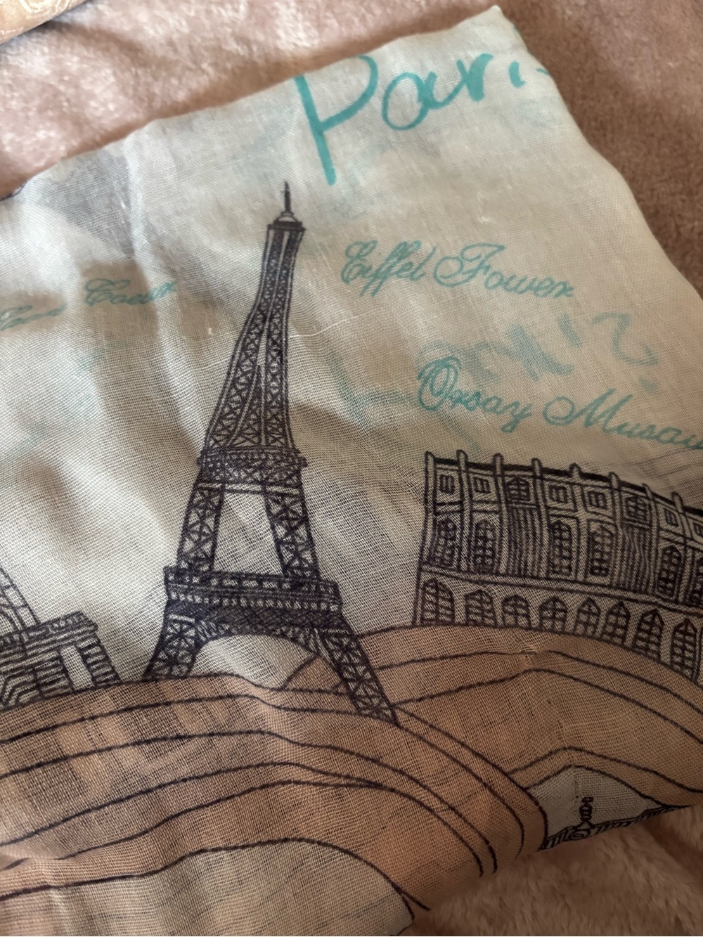 Aris Paris Landmark Scarf in Teal and Pink